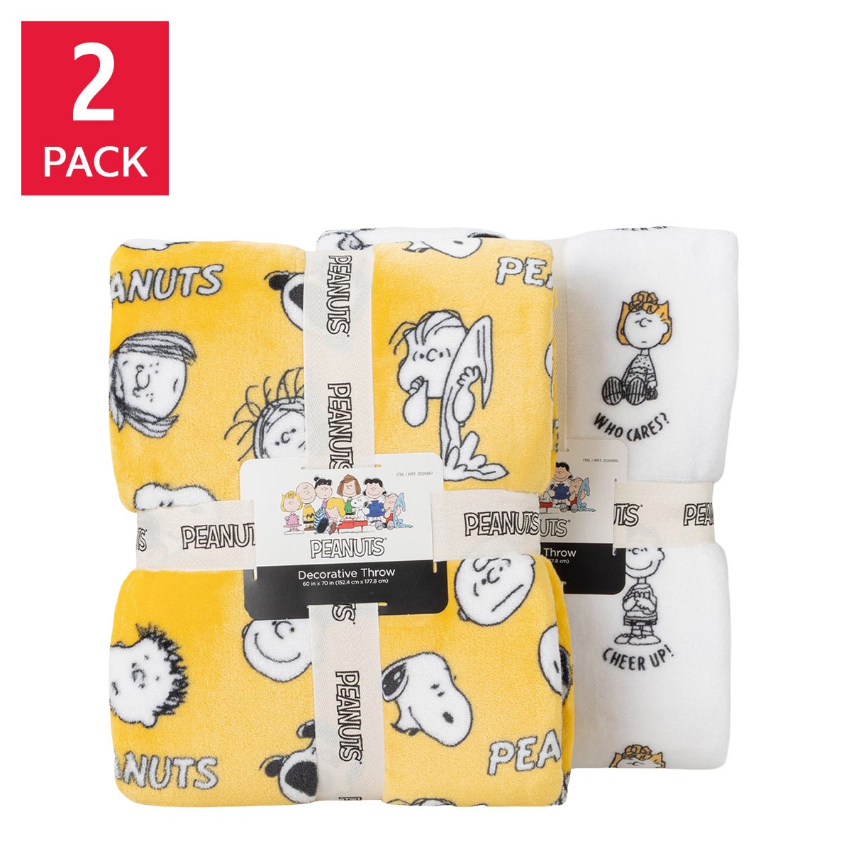 Peanuts Printed VelvetLoft Throw, 2-pack