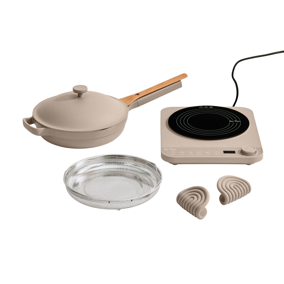 Our Place Induction Plate and Always Pan with Hot Grips