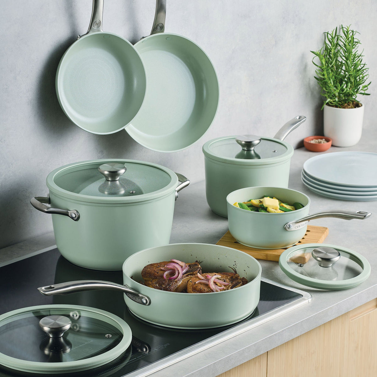 Circulon Halo with LaserDefense 10-piece Ceramic Nonstick Cookware Set