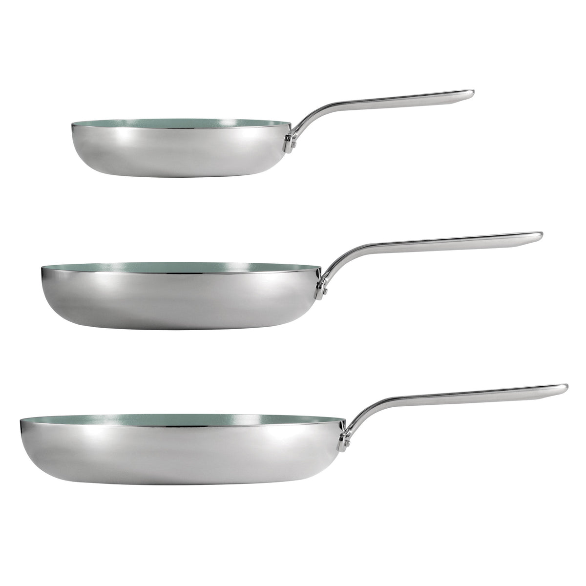 Tramontina 3-piece Tri-Ply Clad Stainless Steel Ceramic Nonstick Fry Pan Set