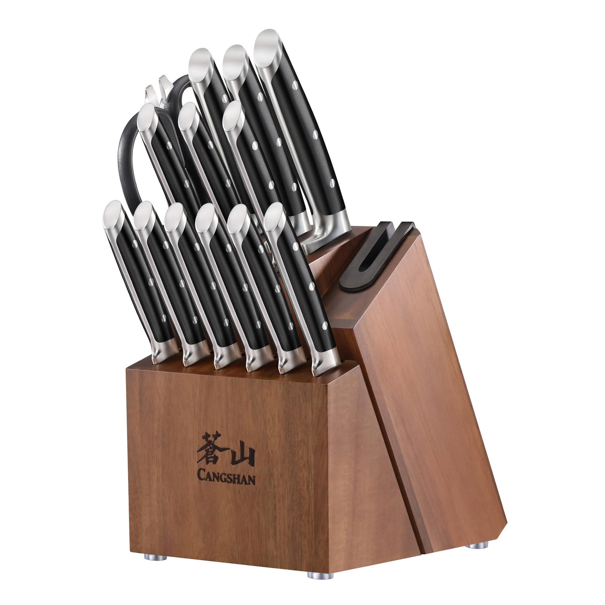 Cangshan TETON Series 14-piece Knife Block Set with Built-In Sharpener