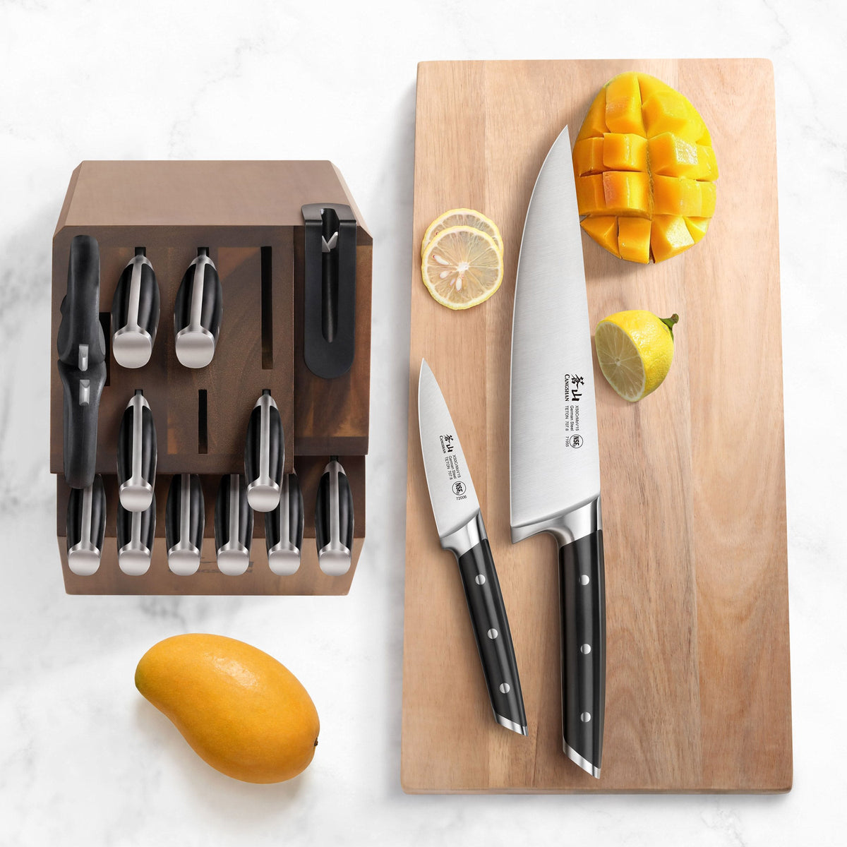 Cangshan TETON Series 14-piece Knife Block Set with Built-In Sharpener