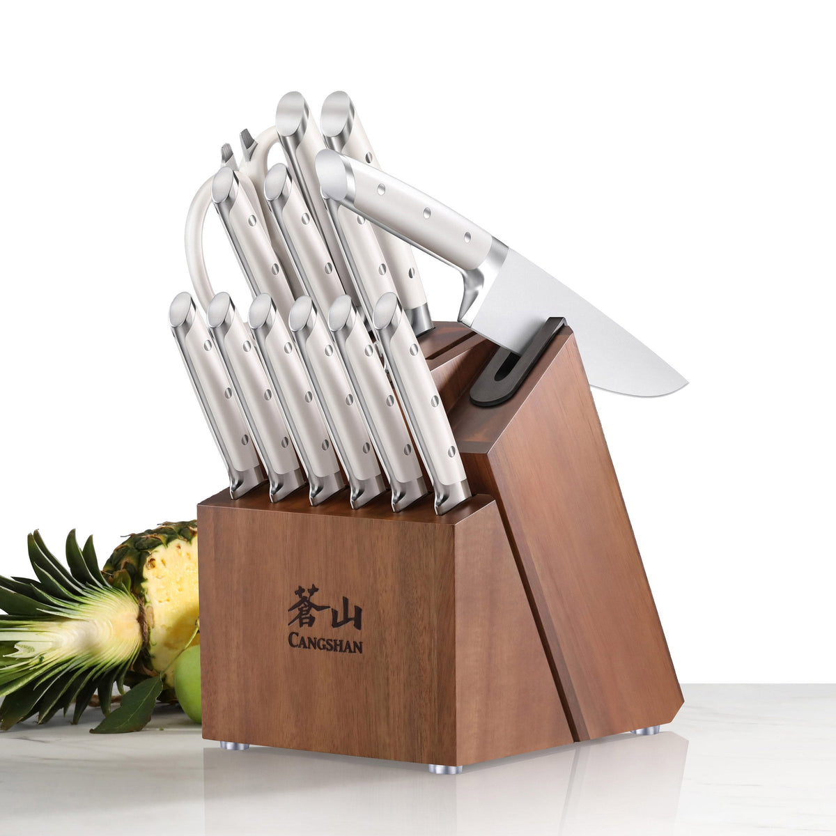Cangshan TETON Series 14-piece Knife Block Set with Built-In Sharpener