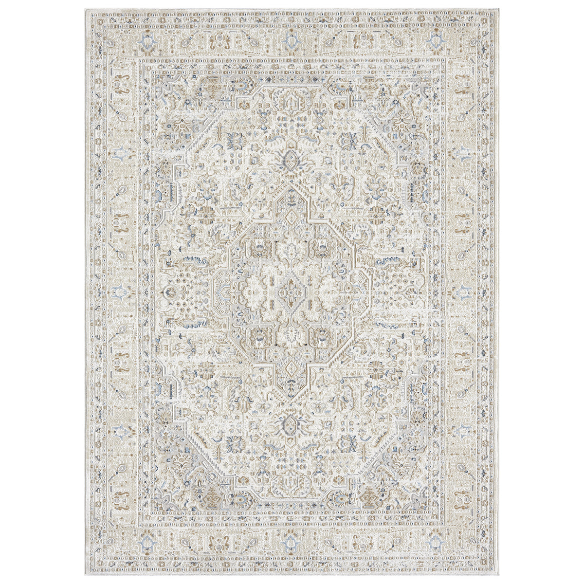 Town & Country Living Anemone Area Rug, Medallion Ivory, 5'3” x 7'