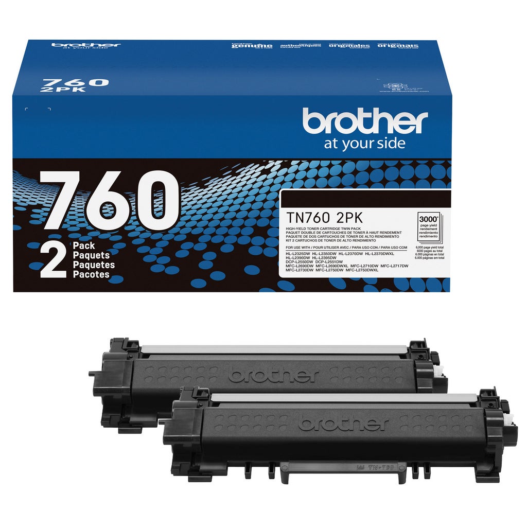Brother TN760 High-Yield Toner Cartridge, Black, 2-pack – image 1