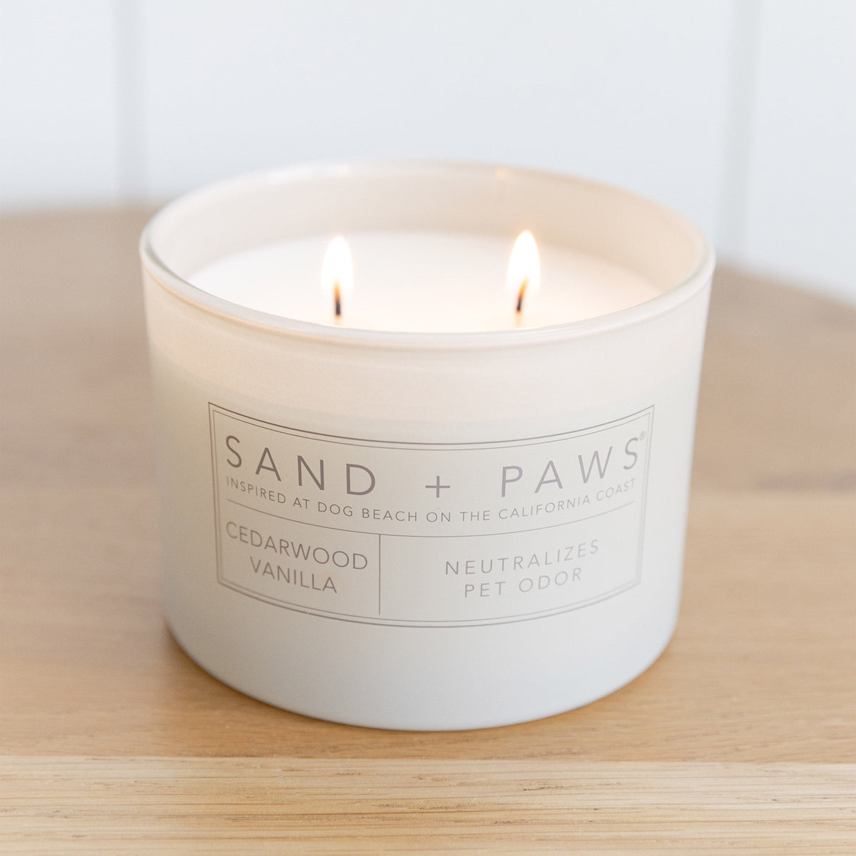 Sand + Paws  Set of 3 12 oz Candles with Carved Wood Lids