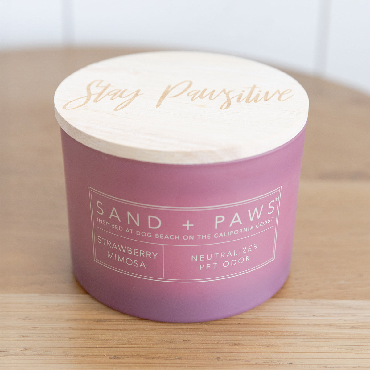 Sand + Paws  Set of 3 12 oz Candles with Carved Wood Lids