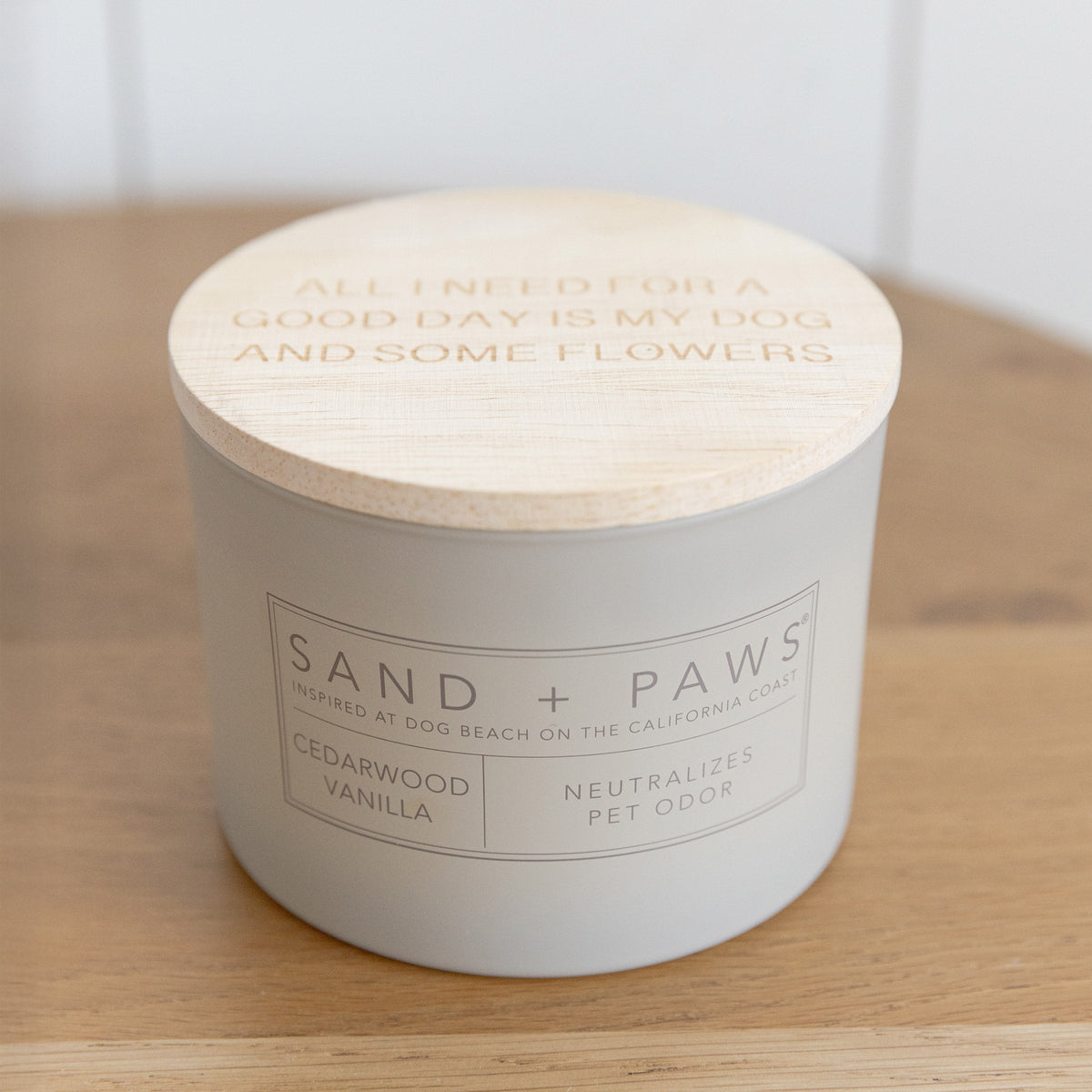 Sand + Paws  Set of 3 12 oz Candles with Carved Wood Lids