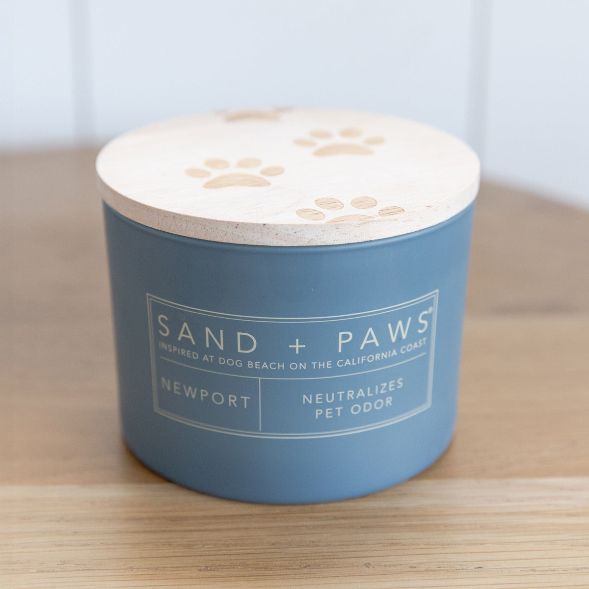Sand + Paws  Set of 3 12 oz Candles with Carved Wood Lids