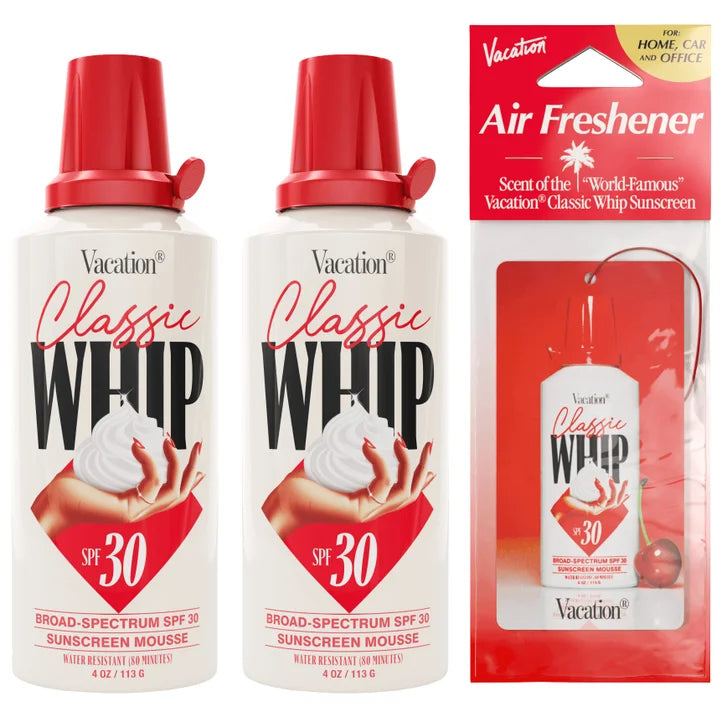 Vacation Classic Whip Sunscreen Mousse, SPF 30, 4 oz, 2-pack and Air Freshener Bundle - image 1