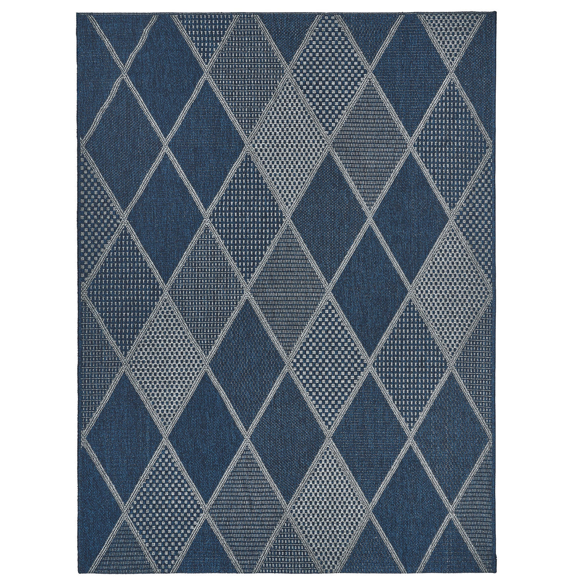 Laguna Indoor/Outdoor Area Rug, Morris Navy Gray, 5'3” x 7'