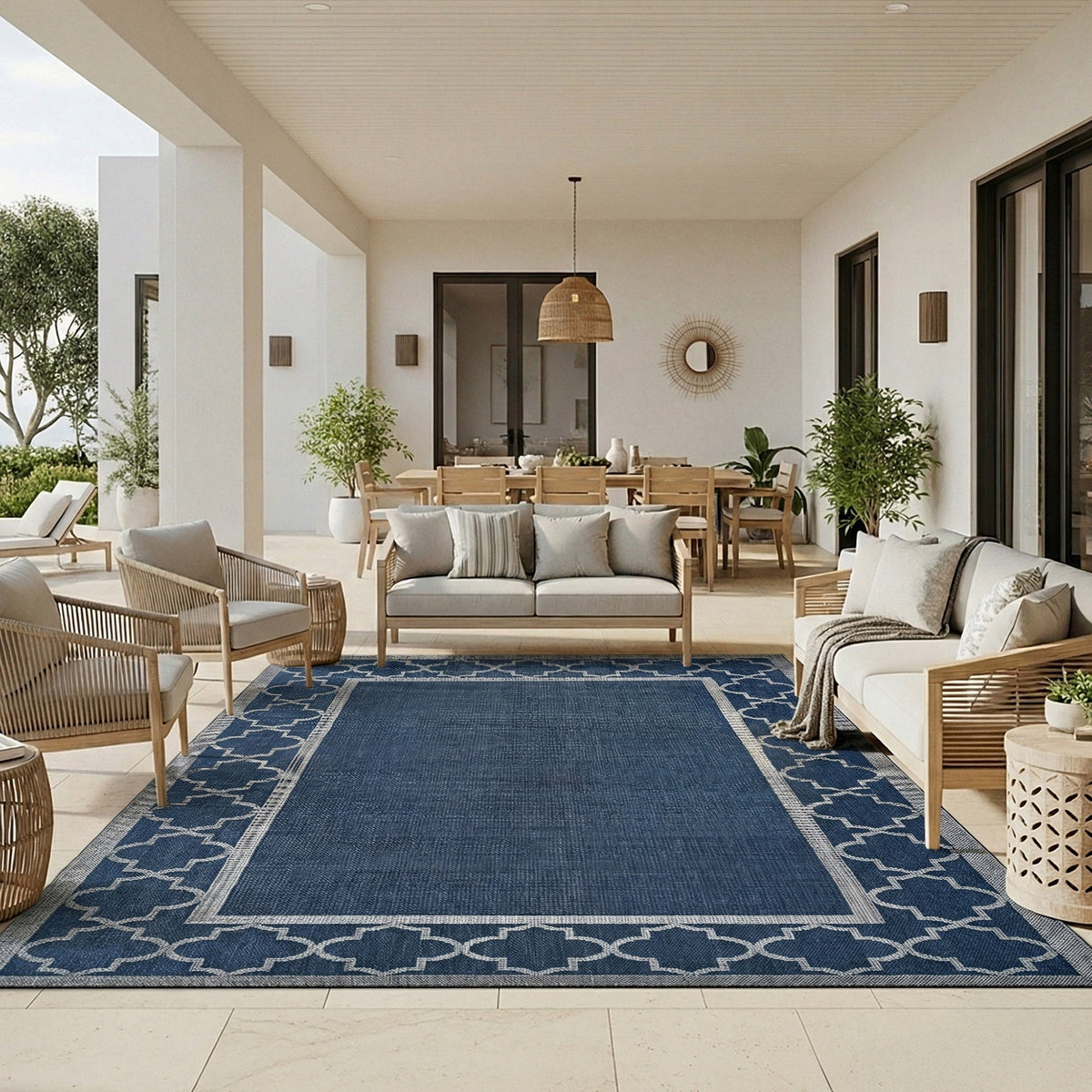 Laguna Indoor/Outdoor Area Rug, Simeon Navy Gray, 8'8” x 13'
