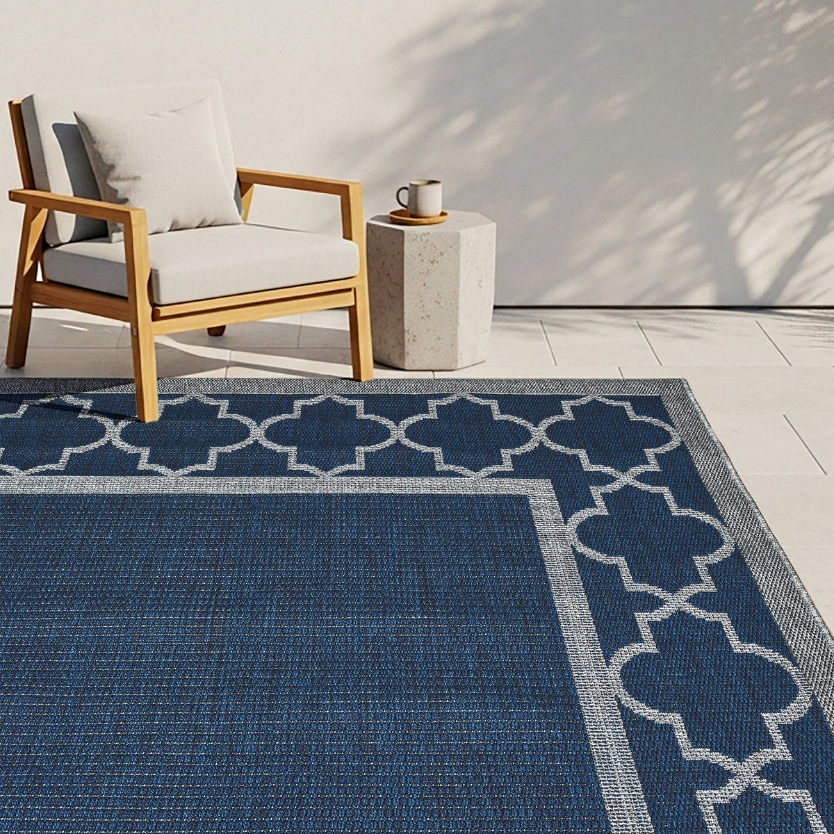 Laguna Indoor/Outdoor Area Rug, Simeon Navy Gray, 8'8” x 13'
