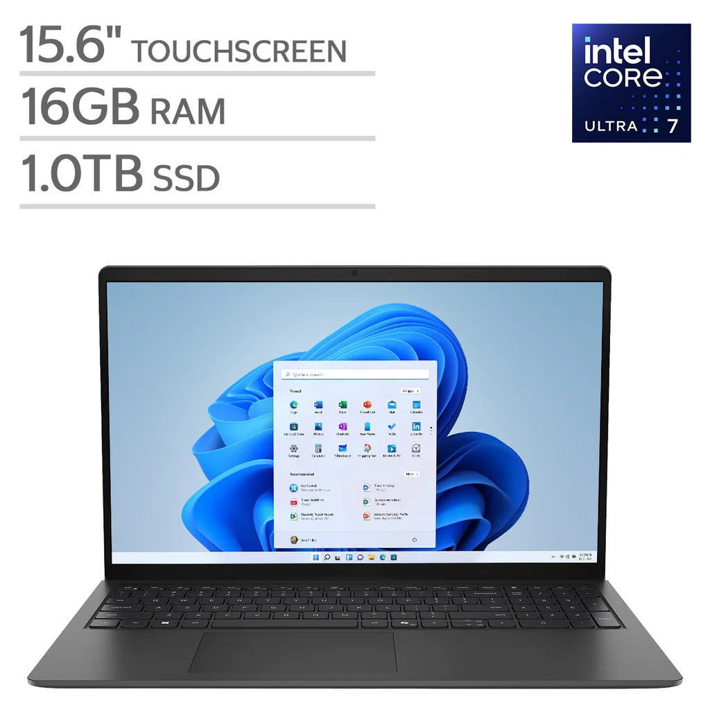 Dell 15.6" Touchscreen Laptop - Intel Core Ultra 7 255U - FHD (1920x1080) - 16GB RAM - 1TB SSD - Carbon Black - Windows 11 Home – image 1