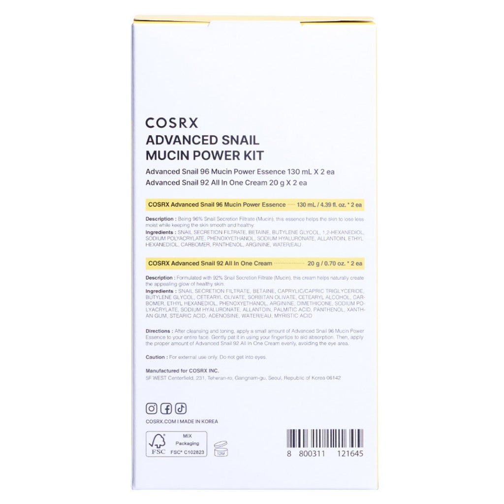 COSRX Advanced Snail Mucin Power Essence & All In One Cream Power Kit - product image