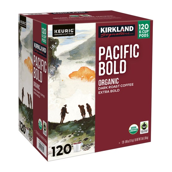 Kirkland Signature Organic Pacific Bold Coffee, Dark Roast, Keurig K-Cup Pods, 120 ct