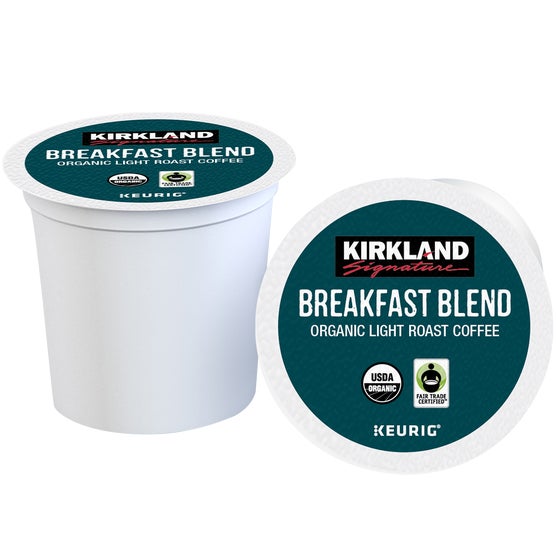 Kirkland Signature Organic Breakfast Blend Coffee, Light Roast, Keurig K-Cup Pods, 120 ct
