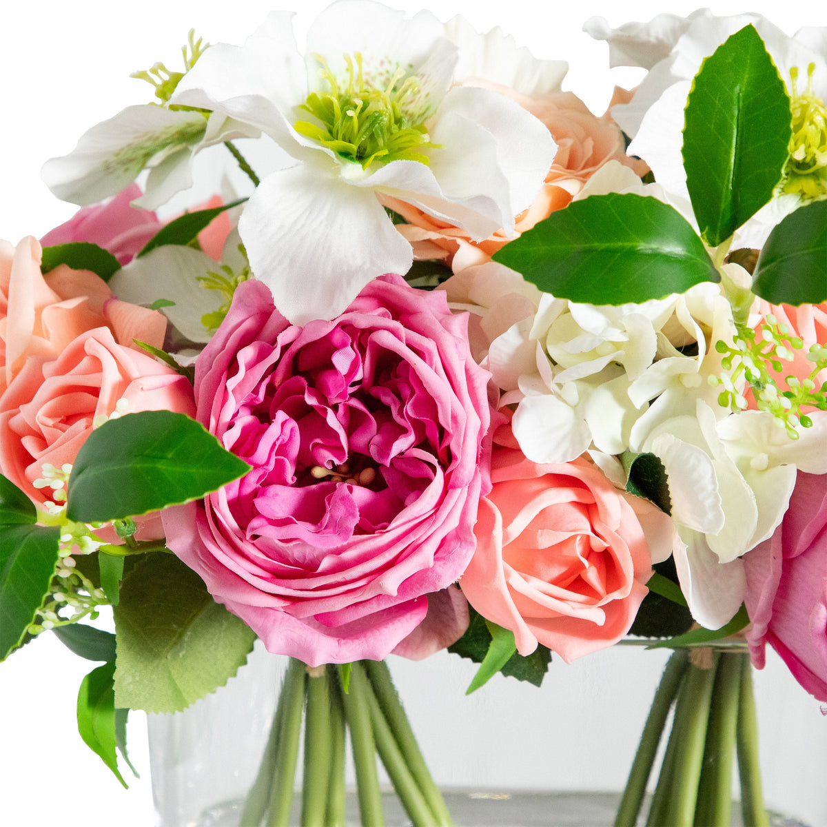 Faux 10” Mixed Rose & Hydrangea Arrangement