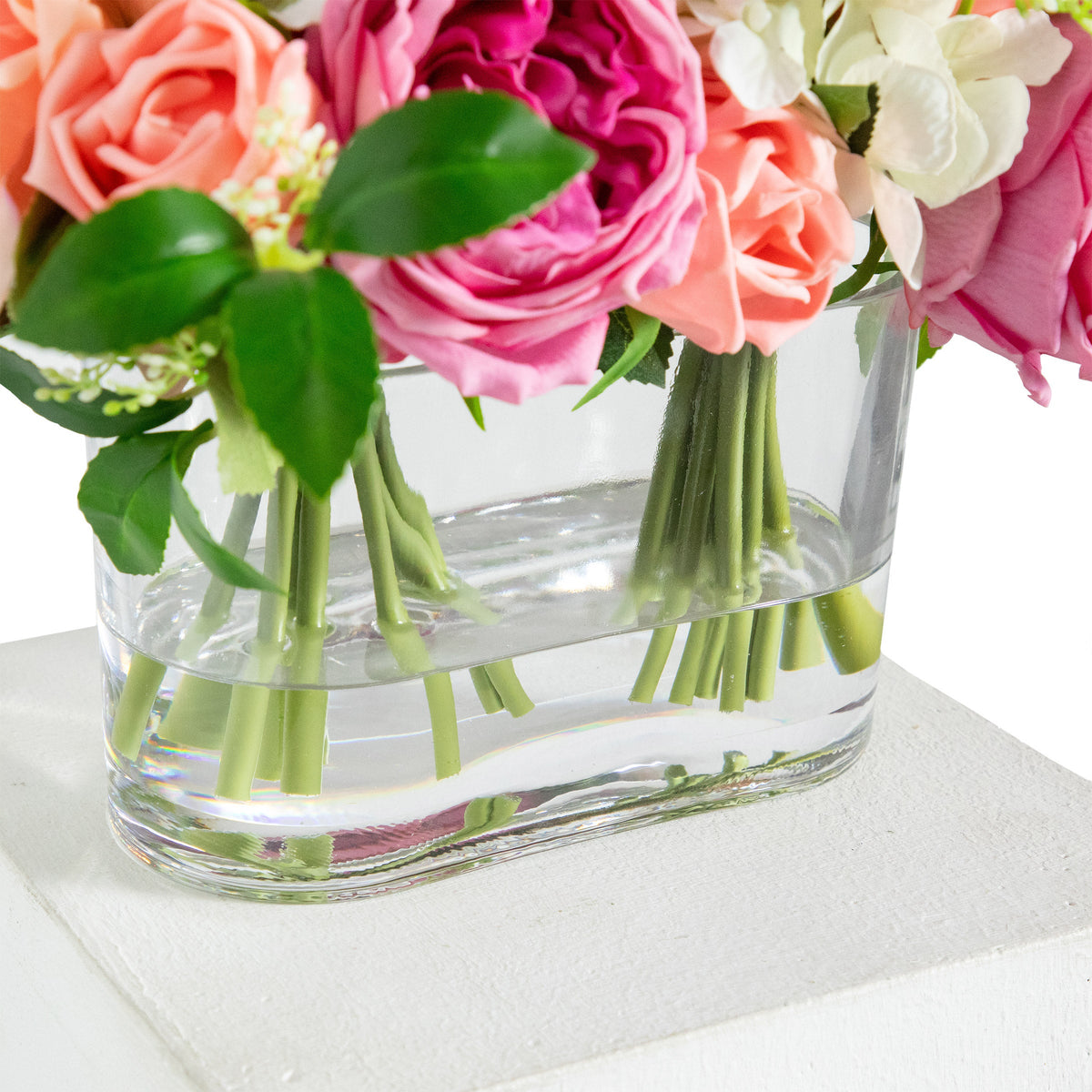 Faux 10” Mixed Rose & Hydrangea Arrangement