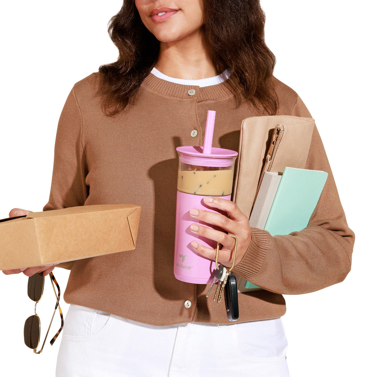 Reduce Aspen 20 oz. Glass Tumbler with Straw, 2-pack