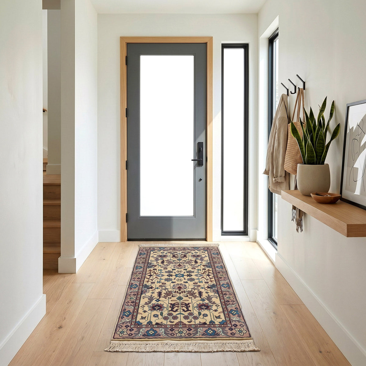 Montacute Hand Knotted Area Rug, Porto Ivory, 2' x 4'