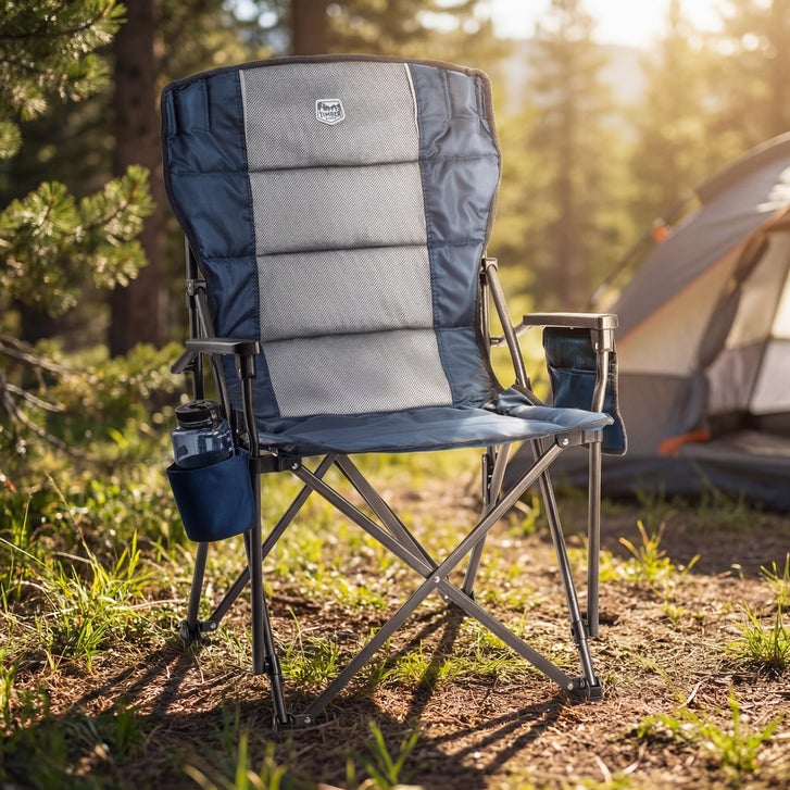 Timber Ridge Padded Folding Quad Chair with Side Organizer - image 8