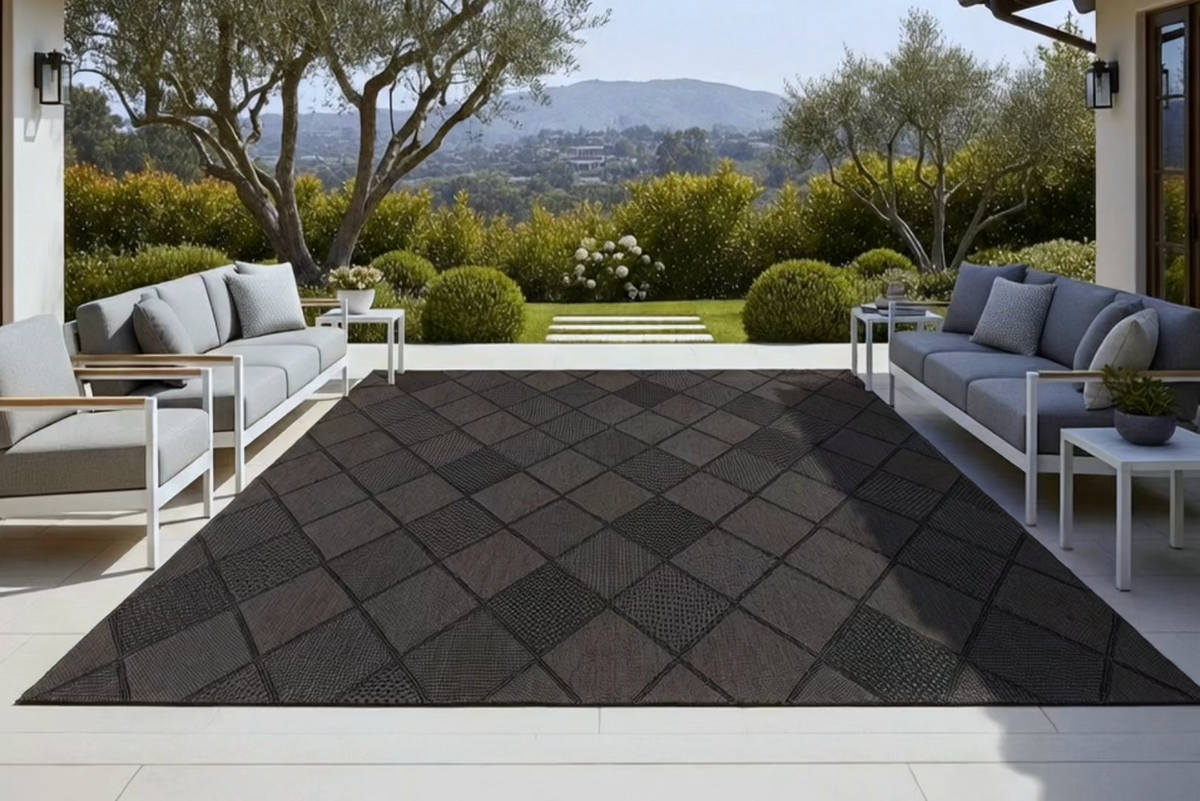 Laguna Indoor/Outdoor Area Rug, Morris Charcoal Pewter, 7'10” x 10'