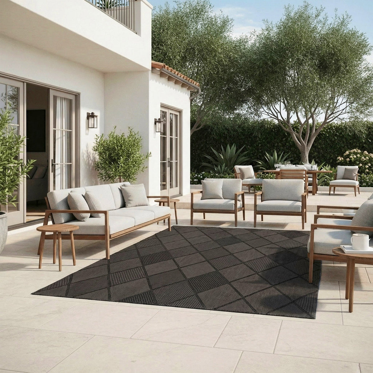 Laguna Indoor/Outdoor Area Rug, Morris Charcoal Pewter, 6'6” x 9'6”
