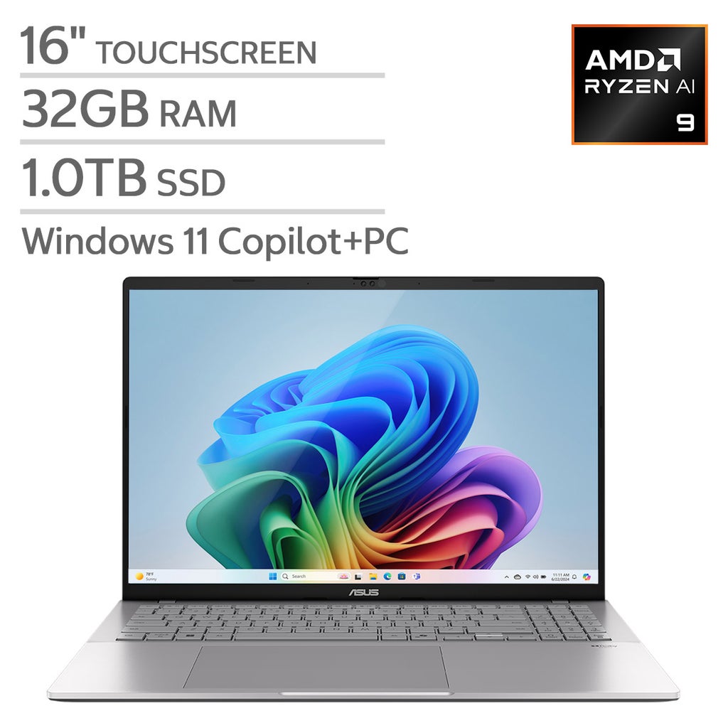 ASUS Vivobook S16 - 16" Touch Copilot+ PC Laptop - AMD Ryzen AI 9 465 Processor - Full HD (1920 x 1200) - 1TB SSD - Windows 11 Home – image 1
