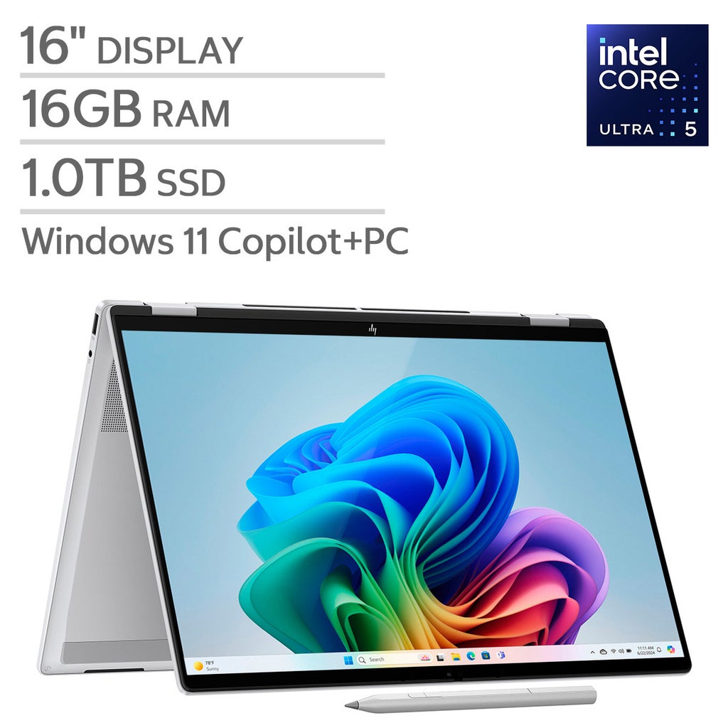HP OmniBook 7 Flip 16" 2‑in‑1 Laptop - Intel Core Ultra 5 226V - Copilot+ PC - 2K (1920 x 1200) Touchscreen - 16GB Memory - 1TB SSD - Windows 11 Home – image 1
