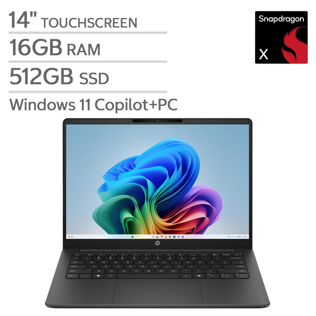 HP OmniBook 3 14" Touchscreen Laptop - Qualcomm Snapdragon X (8 core) - Copilot+ PC - 2K (1920 x 1200) - 16GB RAM - 512GB SSD - Windows 11 Home – image 1