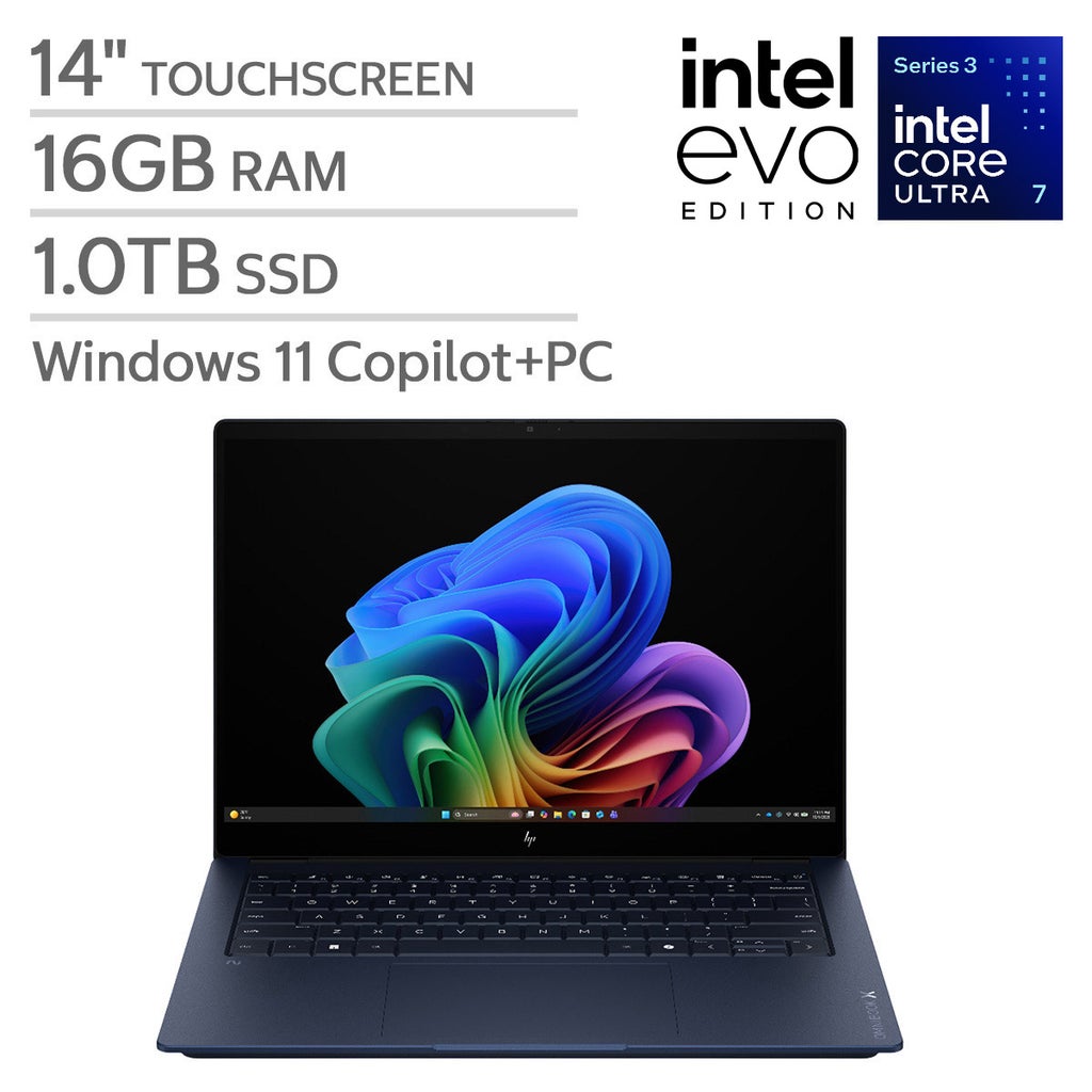 HP OmniBook X 14" Touchscreen Laptop - Intel Core Ultra 7 355 - Copilot+ PC - 3K (2880 x 1800) OLED - 16GB RAM - 1TB SSD - Windows 11 Home – image 1