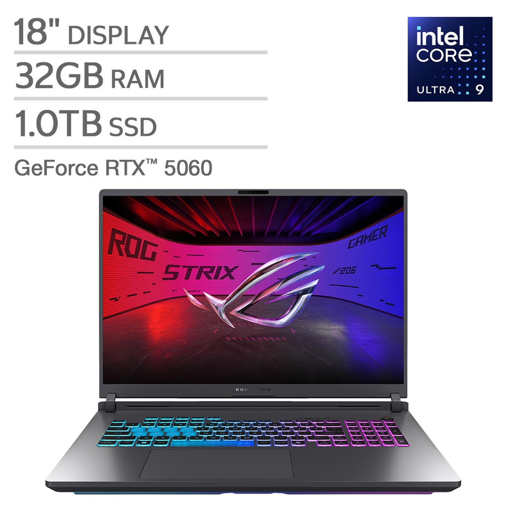 ASUS ROG Strix G18 18" Gaming Laptop - Intel Core Ultra 9 290HX PLUS - NVIDIA® GeForce RTX 5060, 2.5K 300Hz/3ms ROG Nebula Display - 32GB RAM, 1TB SSD - Windows 11 Home – image 1