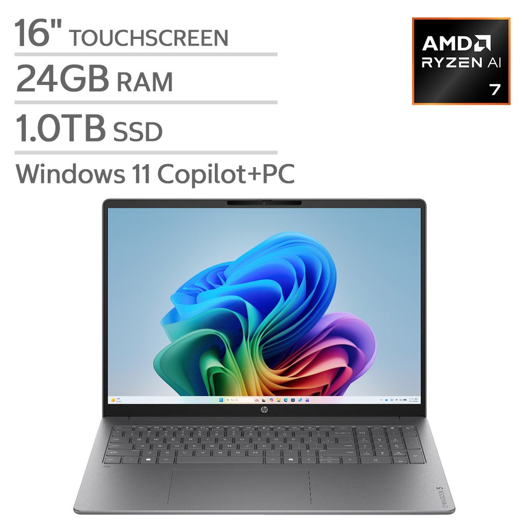 HP OmniBook 5 16" Touchscreen Laptop - AMD Ryzen AI 7 445 - Copilot+ PC - 2K (1920 x 1200) - 24GB Memory - 1TB SSD - Windows 11 Home – image 1