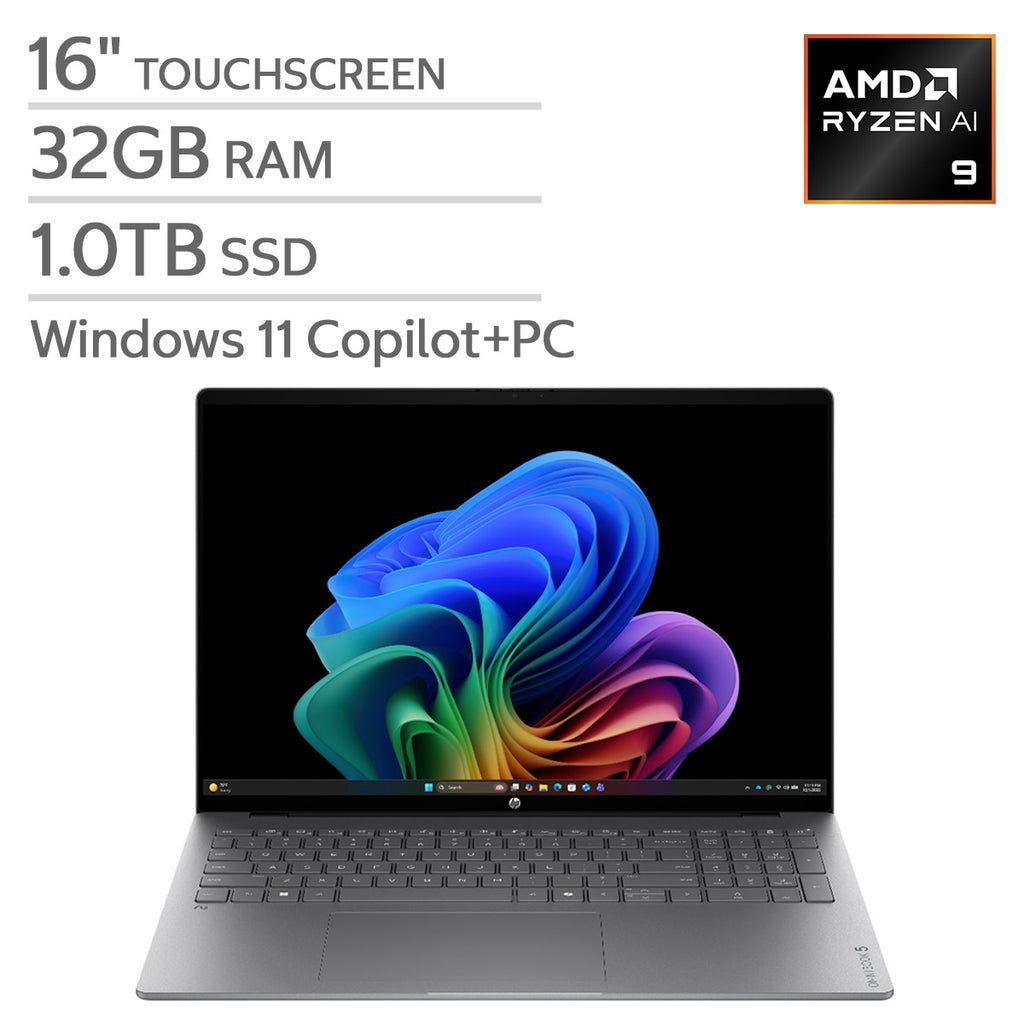 HP OmniBook 5 16" Touchscreen Laptop - AMD Ryzen AI 9 465 - Copilot+ PC - 2K OLED (1920 x 1200) - 32GB Memory - 1TB SSD - Windows 11 Home – image 1