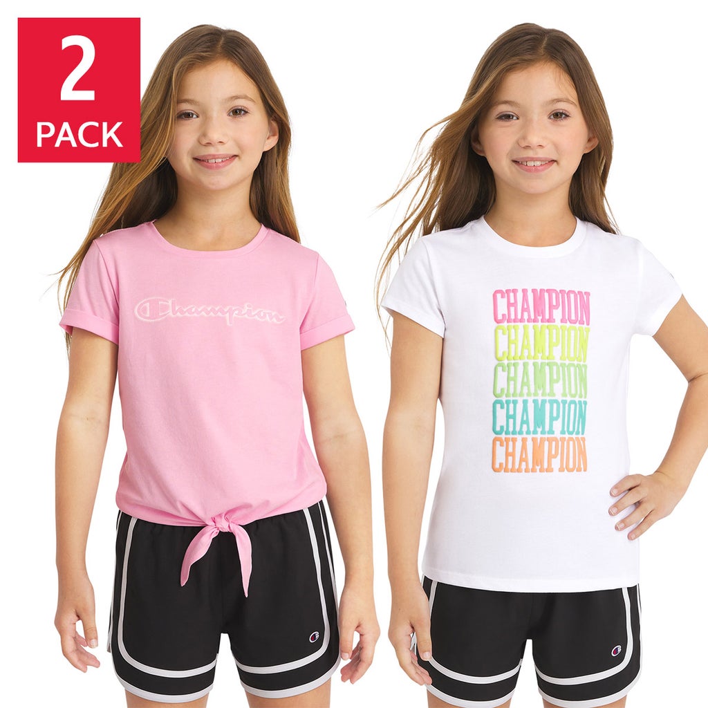 [color:pink] Champion Youth 2-pack Tee - Pink - image 1