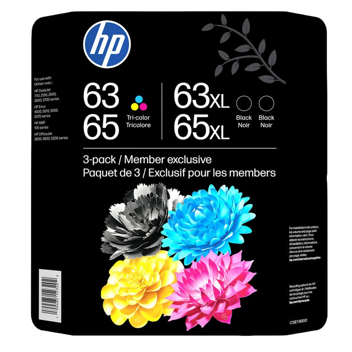 HP 63/65 Color/XL Black Ink Cartridge Club Combo 3 pack – Instant Ink Eligible – image 2