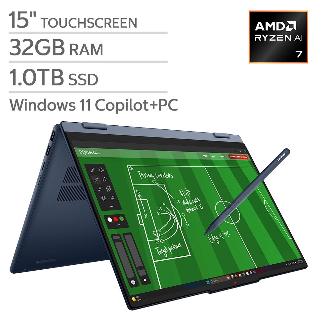 Lenovo IdeaPad 5 2in1 laptop — 15.3" (WUXGA) IPS 60Hz Touchscreen — Ryzen AI 7 445 Processor — 32GB DDR5 RAM — 1TB NVMe SSD — Wi-Fi 7 — Lenovo Pen Gen 2 Included — Windows 11 – image 1