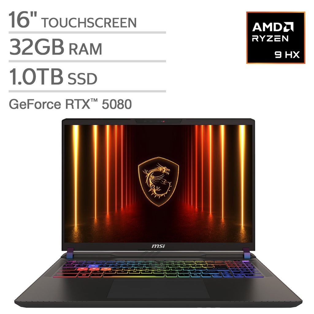 MSI Vector A16 HX 16" Gaming Laptop — AMD Ryzen 9 8945HX — GeForce RTX 5080 - 2560x1600 QHD+ Display— 32GB RAM — 1TB SSD — Windows 11 – image 1
