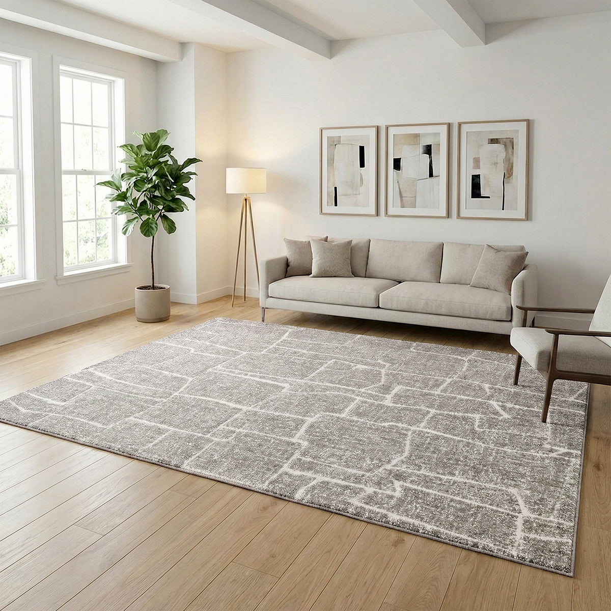 Gertmenian Turin Area Rug, Marais Gray, 6’6” x 9’