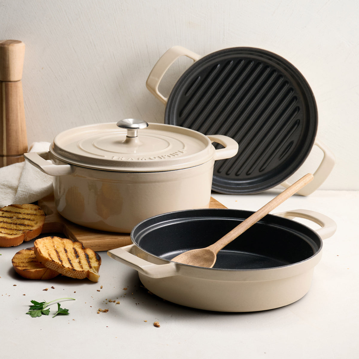 Tramontina 4-Piece Stackable Enameled Cast Iron Cookware Set