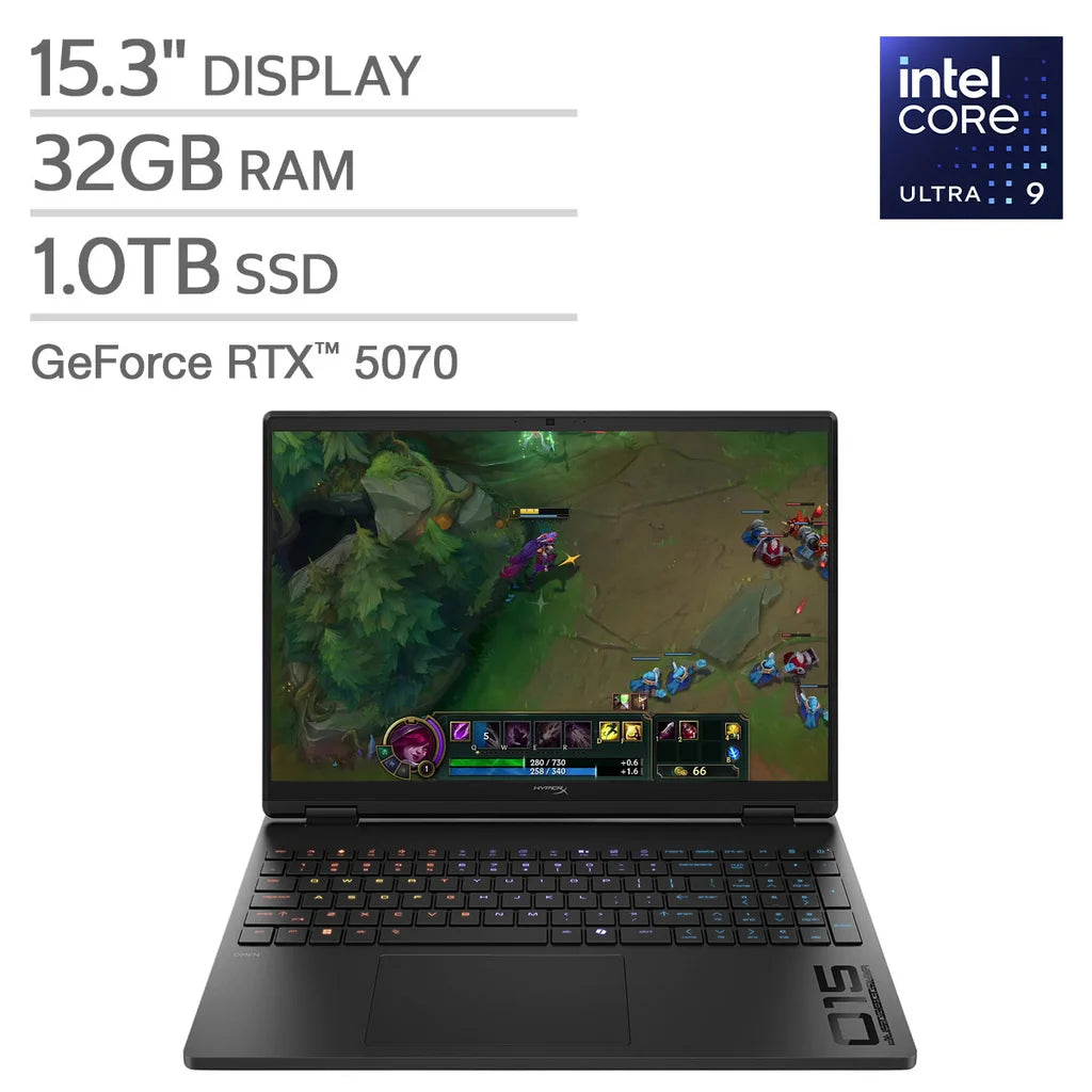 HP HyperX OMEN 15.3" Gaming Laptop - Intel Core Ultra 9 275HX - GeForce RTX 5070 - 2.5K (2560 x 1600) 180Hz - 32GB RAM - 1TB SSD - Windows 11 Home – image 1