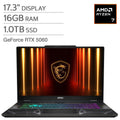 MSI Cyborg 17.3" Gaming Laptop — AMD Ryzen 7 260 — NVIDIA GeForce RTX 5060 — 1920x1080 FHD Display — 16GB RAM — 1TB SSD — Windows 11 – image 1