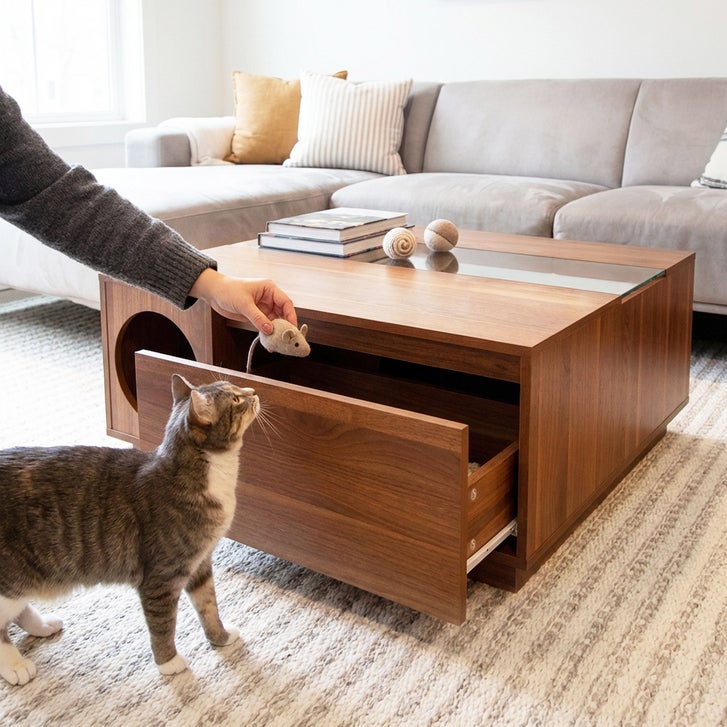 Coco Coffee Table with Hidden Pet Hideout - image 5