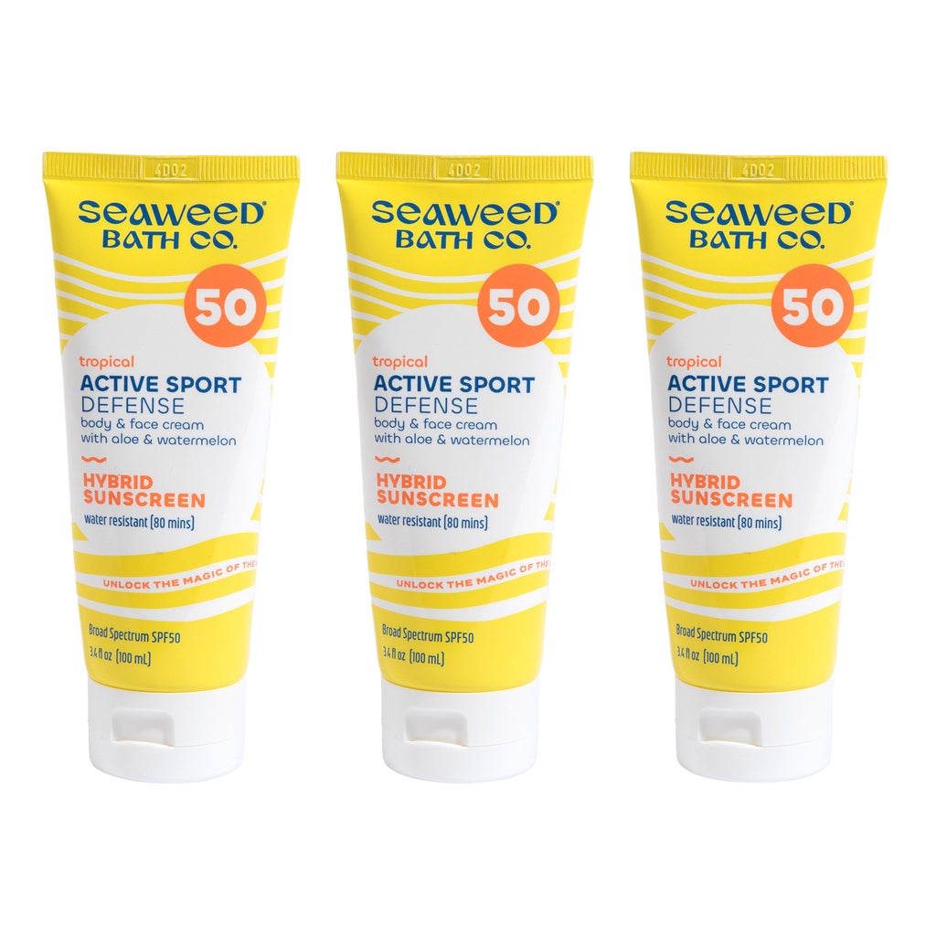 Seaweed Bath Co. Active Sport Defense Sunscreen Lotion SPF 50, 3.4 oz, 3-pack - product image