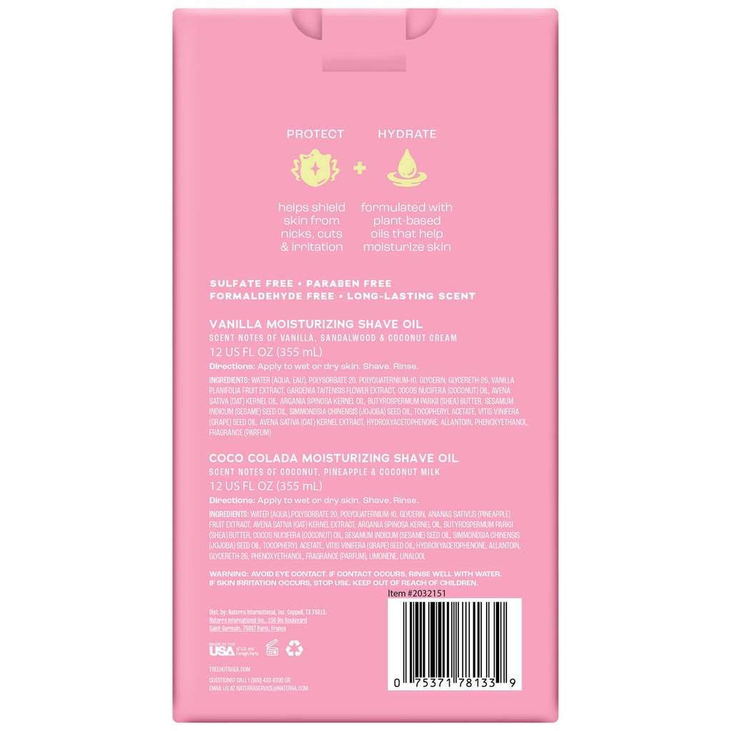 Tree Hut Moisturizing Shave Oil, Vanilla and Coco Colada, 12 fl oz, 2-pack - product image