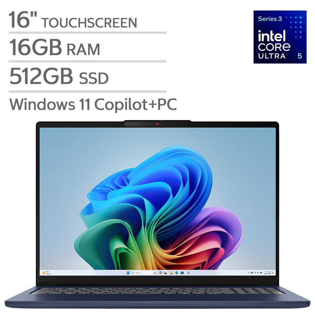 Lenovo IdeaPad Slim 5i 16" Touchscreen Copilot+ PC Laptop - WUXGA (1920 x 1200) - Intel Core Ultra 5 Processor - 16GB RAM - 512GB SSD - Windows 11 Home - Cosmic Blue – image 1