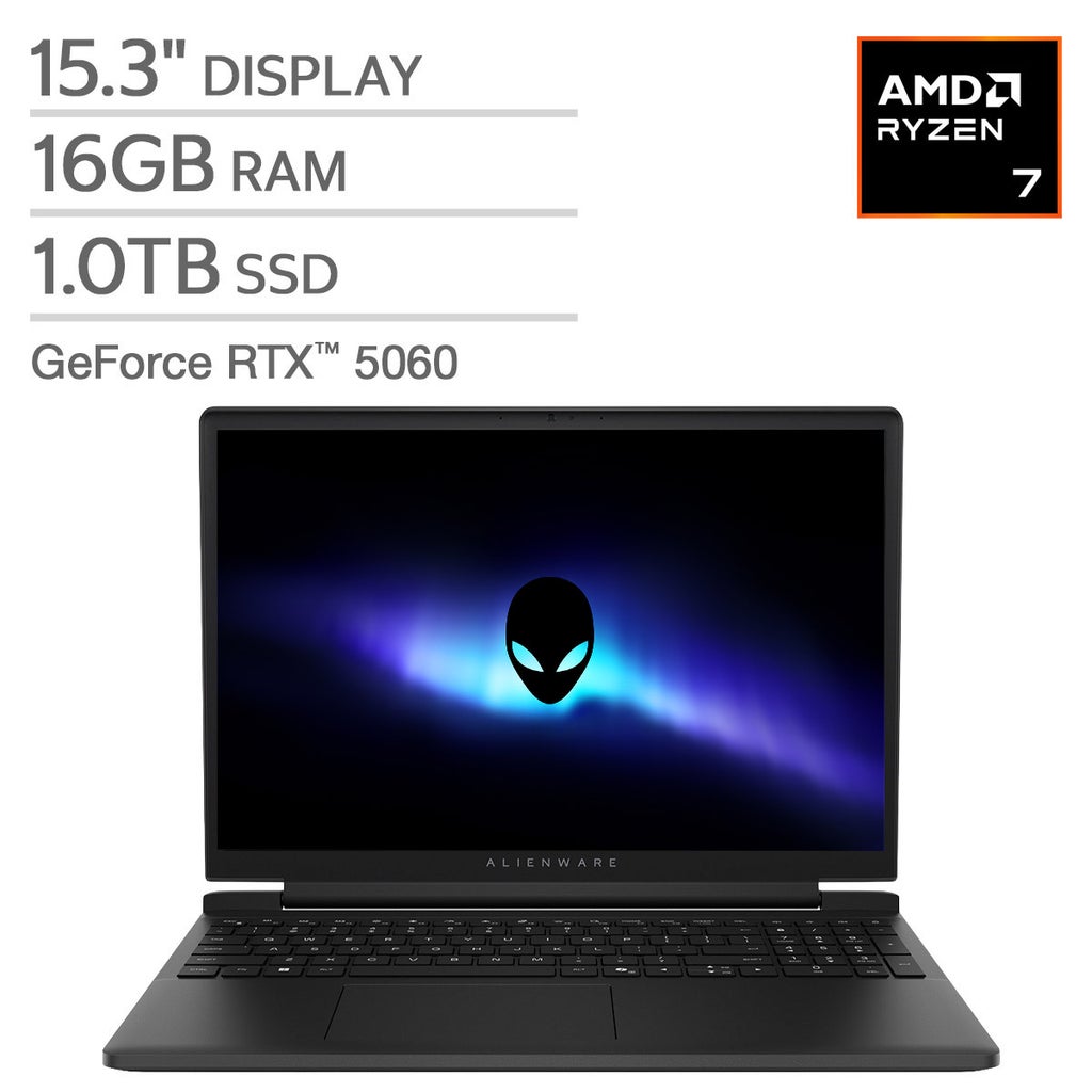 Alienware 15.3" Gaming Laptop - AMD Ryzen 7 260 Processor - NVIDIA GeForce RTX 5060 - 16GB RAM - WUXGA (1920 x 1200) 165Hz Display - 1TB SSD - Windows 11 Home – image 1