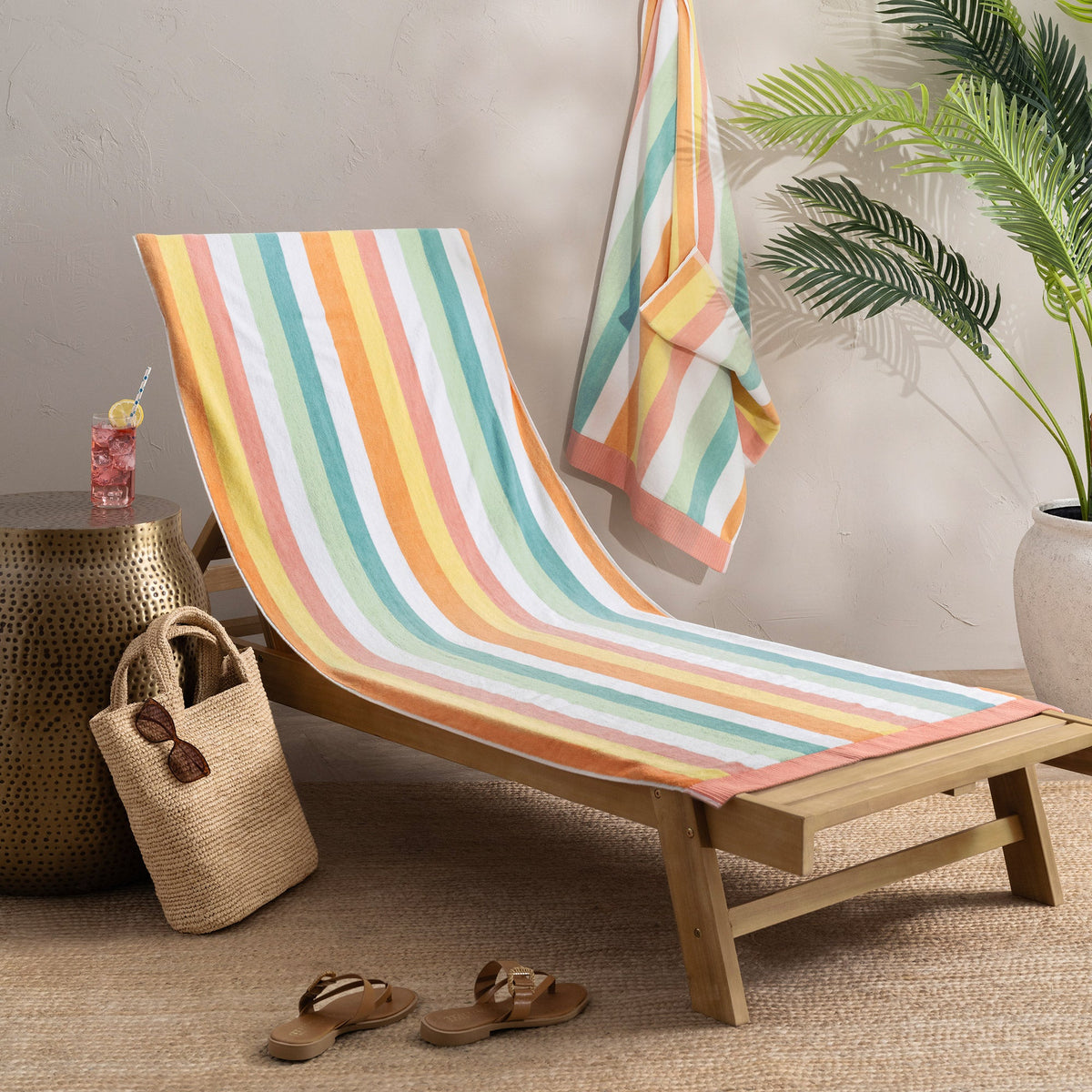 Harbor Bay Chaise Lounge Cotton Beach Towel, 2-pack