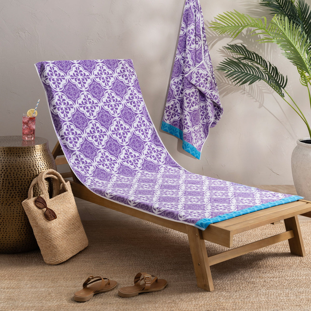 Harbor Bay Chaise Lounge Cotton Beach Towel, 2-pack